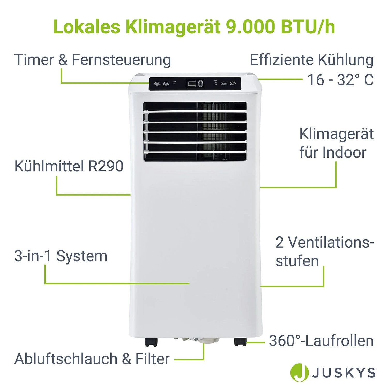 Juskys Lokales Klimagerät MK950W2 Mit Fernbedienung & Timer - 9000 BTU – 3in1 Klimaanlage Kühlung 3 Juskys Lokales Klimagerät MK950W2 Mit Fernbedienung & Timer - 9000 BTU – 3in1 Klimaanlage Kühlung – Bild 3