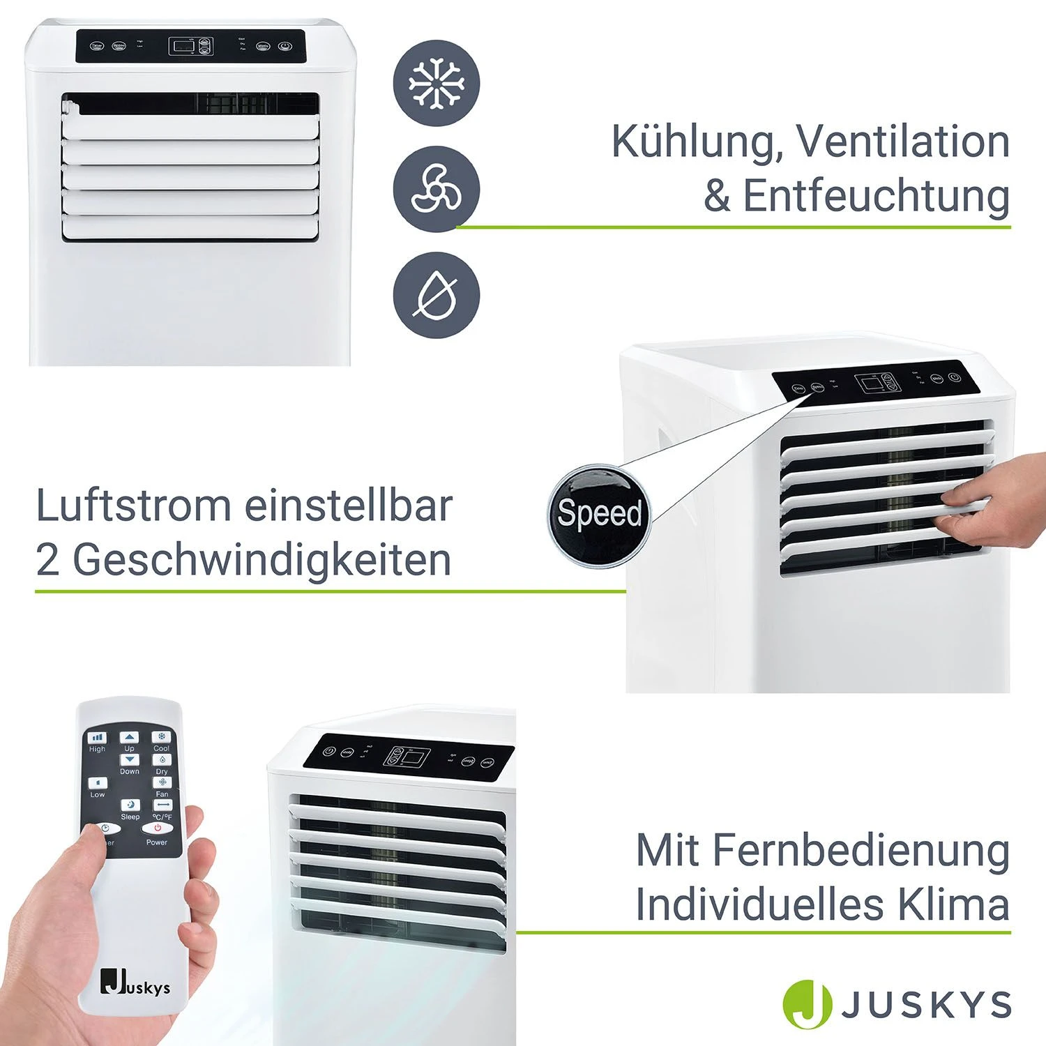Juskys Lokales Klimagerät MK950W2 Mit Fernbedienung & Timer - 9000 BTU – 3in1 Klimaanlage Kühlung 4 Juskys Lokales Klimagerät MK950W2 Mit Fernbedienung & Timer - 9000 BTU – 3in1 Klimaanlage Kühlung – Bild 4