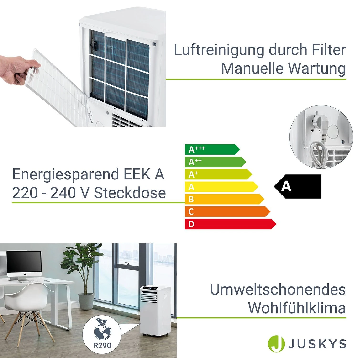 Juskys Lokales Klimagerät MK950W2 Mit Fernbedienung & Timer - 9000 BTU – 3in1 Klimaanlage Kühlung 5 Juskys Lokales Klimagerät MK950W2 Mit Fernbedienung & Timer - 9000 BTU – 3in1 Klimaanlage Kühlung – Bild 5