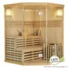 Artsauna Saunakabine Espoo150 Premium Mit Harvia Ofen – 3 Personen – Hemlock Holz & Glasfront