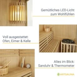 Artsauna Saunakabine Espoo150 Premium Mit Harvia Ofen – 3 Personen – Hemlock Holz & Glasfront -Black & Decker 8600348200 74518977 prod 005