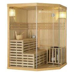 Artsauna Saunakabine Espoo150 Premium Mit Harvia Ofen – 3 Personen – Hemlock Holz & Glasfront -Black & Decker 8600348200 74518977 prod 006