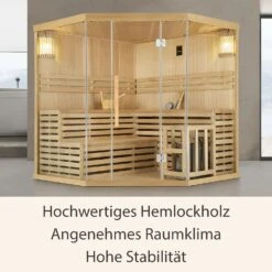 Artsauna Saunakabine Espoo200 Premium Mit Harvia Ofen – 5 Personen – Hemlock Holz & Glasfront -Black & Decker 8600348200 74518979 prod 003