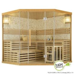 Artsauna Saunakabine Espoo200 Premium Naturstein-Wand – 5 Personen – Harvia Ofen & Hemlock Holz