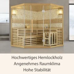 Artsauna Saunakabine Espoo200 Premium Naturstein-Wand – 5 Personen – Harvia Ofen & Hemlock Holz -Black & Decker 8600348200 74518982 prod 003