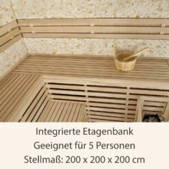 Artsauna Saunakabine Espoo200 Premium Naturstein-Wand – 5 Personen – Harvia Ofen & Hemlock Holz -Black & Decker 8600348200 74518982 prod 004