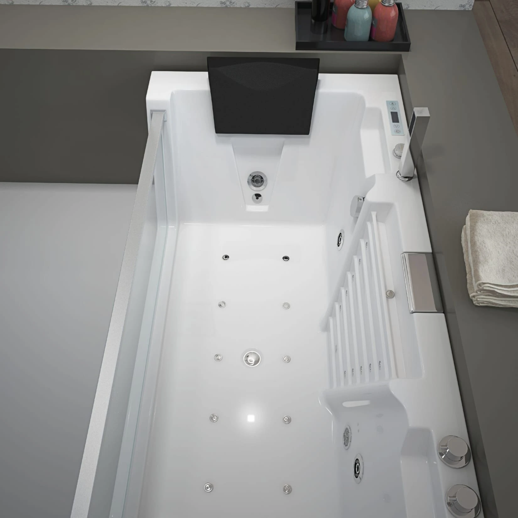 TroniTechnik Whirlpool Badewanne MYKONOS 180cm X 88cm Mit Heizung, Wasserfall, Hydromassage Und Farblichtherapie 4 TroniTechnik Whirlpool Badewanne MYKONOS 180cm X 88cm Mit Heizung, Wasserfall, Hydromassage Und Farblichtherapie – Bild 4