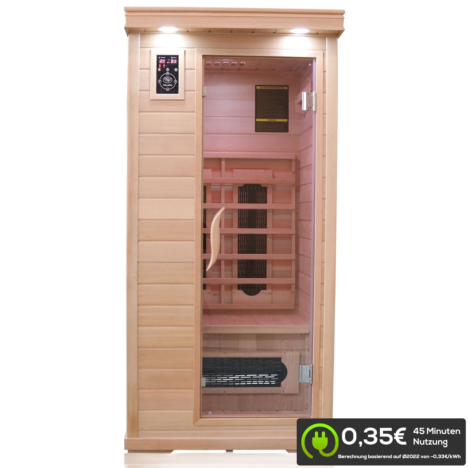 Dewello Infrarotkabine Infrarotsauna WINDSOR 90cm X 90cm Inkl. Keramikstrahler, Bodenstrahler Und Zubehör 2 Dewello Infrarotkabine Infrarotsauna WINDSOR 90cm X 90cm Inkl. Keramikstrahler, Bodenstrahler Und Zubehör – Bild 2