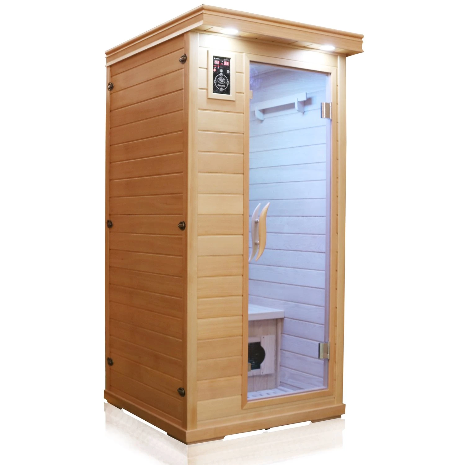 Dewello Infrarotkabine Infrarotsauna WINDSOR 90cm X 90cm Inkl. Keramikstrahler, Bodenstrahler Und Zubehör 3 Dewello Infrarotkabine Infrarotsauna WINDSOR 90cm X 90cm Inkl. Keramikstrahler, Bodenstrahler Und Zubehör – Bild 3