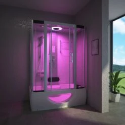 TroniTechnik Fertigdusche Komplettdusche Duschtempel TINOS 135cm X 80cm, Inkl. Farblicht, Radio, Massage -Black & Decker 8600355400 2128 prod 004