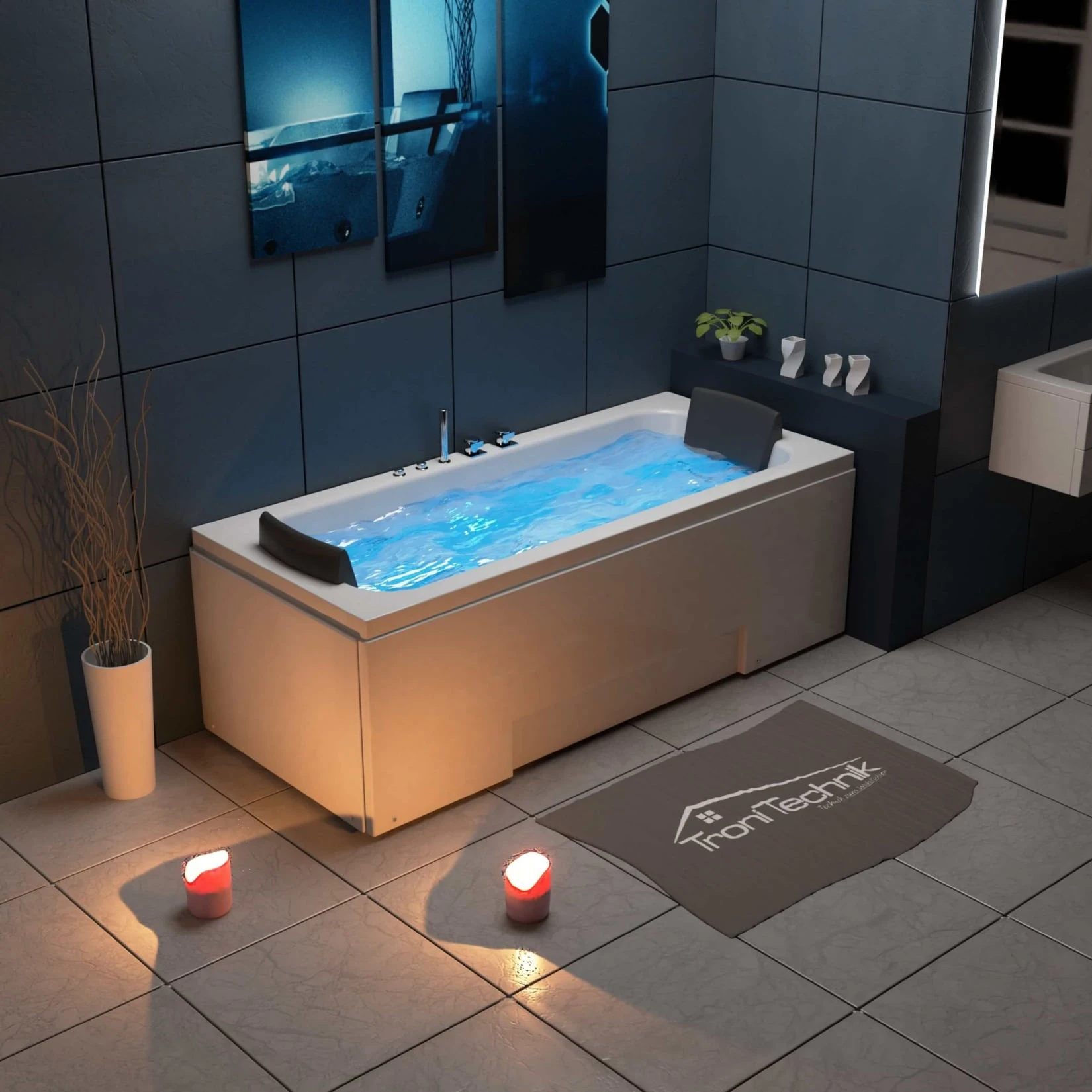 TroniTechnik Whirlpool Badewanne IOS 170cm X 75cm Inkl. Spülfunktion, Hydromassage Und Farblichtherapie 1 TroniTechnik Whirlpool Badewanne IOS 170cm X 75cm Inkl. Spülfunktion, Hydromassage Und Farblichtherapie