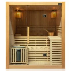 Dewello Finnische Traditionelle Sauna SARNIA 180cm X 140cm Inkl. 6 KW Harvia Ofen, Inkl. Komplettem Zubehör