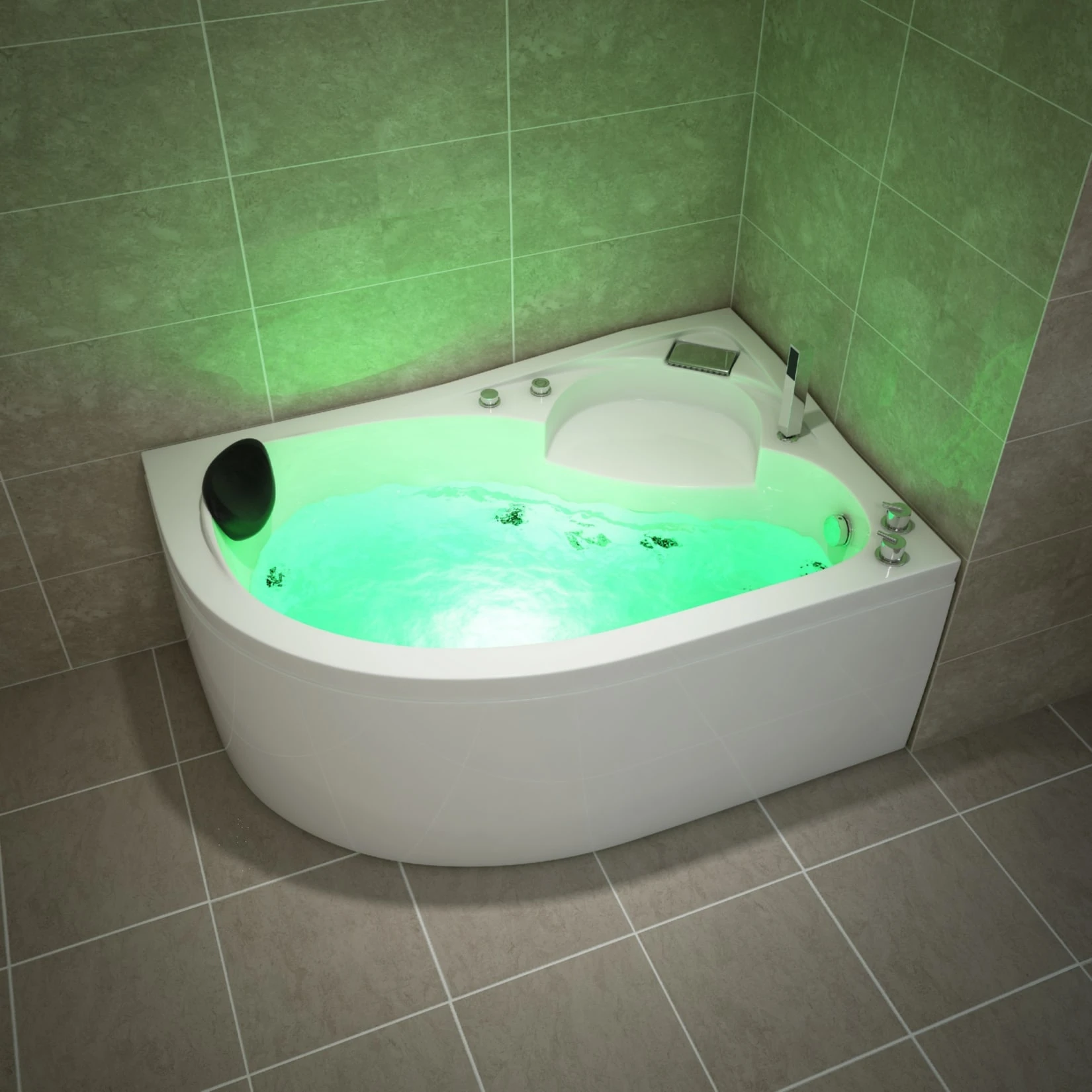 TroniTechnik Whirlpool Badewanne CAPRI LINKS 150cm X 100cm Mit Spülfunktion, Wasserfalleinlauf Hydromassage Und Farblichtherapie 5 TroniTechnik Whirlpool Badewanne CAPRI LINKS 150cm X 100cm Mit Spülfunktion, Wasserfalleinlauf Hydromassage Und Farblichtherapie – Bild 5