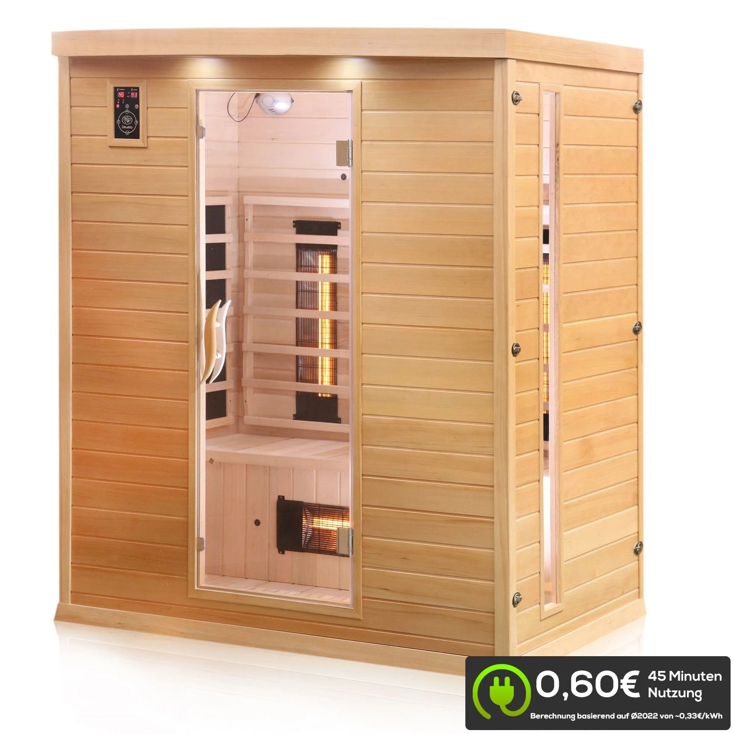 Dewello Infrarotkabine Infrarotsauna PIERSON 160cm X 105cm Inkl. Vollspektrumstrahler, Bodenstrahler 3 Dewello Infrarotkabine Infrarotsauna PIERSON 160cm X 105cm Inkl. Vollspektrumstrahler, Bodenstrahler – Bild 3