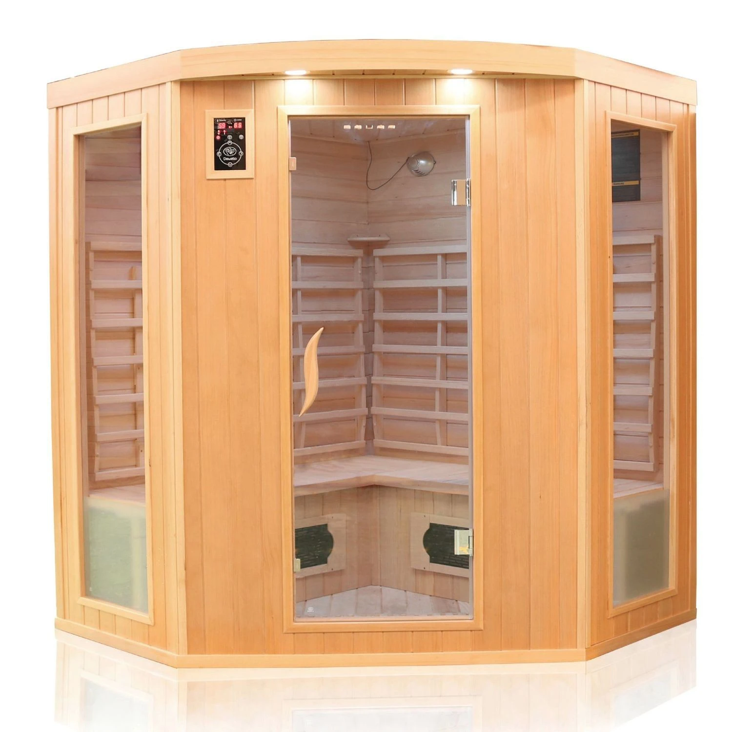 Dewello Infrarotkabine Infrarotsauna HALEY 160cm X 160cm Inkl. Keramikstrahler, Bodenstrahler Und Zubehör 2 Dewello Infrarotkabine Infrarotsauna HALEY 160cm X 160cm Inkl. Keramikstrahler, Bodenstrahler Und Zubehör – Bild 2