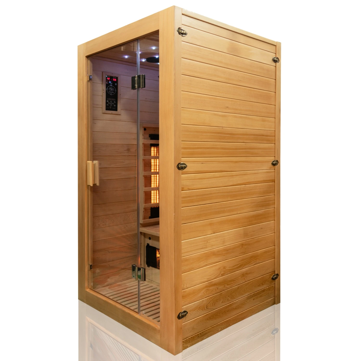 Dewello Infrarotkabine Infrarotsauna MILTON 90cm X 90cm Inkl. Vollspektrumstrahler, Bodenstrahler 6 Dewello Infrarotkabine Infrarotsauna MILTON 90cm X 90cm Inkl. Vollspektrumstrahler, Bodenstrahler – Bild 6