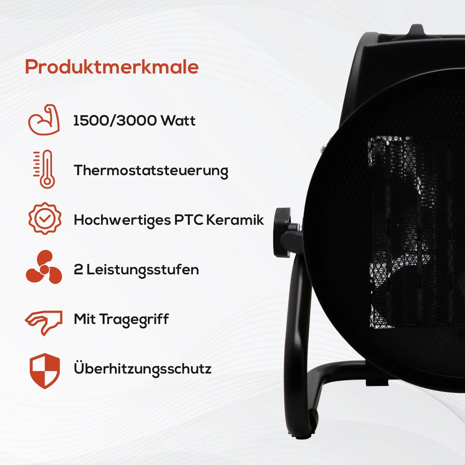 Tronitechnik KH-503 Keramikheizer Heizlüfter Heizung 3.000 Watt, Mit Tragegriff, PTC Keramik, Stufenlose Thermosteuerung 3 Tronitechnik KH-503 Keramikheizer Heizlüfter Heizung 3.000 Watt, Mit Tragegriff, PTC Keramik, Stufenlose Thermosteuerung – Bild 3