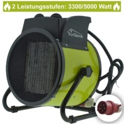 Tronitechnik TT-KH-505 Keramikheizer Heizlüfter Heizung 5.000 Watt, Tragegriff, PTC Keramik, Stufenlose Thermosteuerung