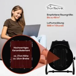 Tronitechnik TT-KH-505 Keramikheizer Heizlüfter Heizung 5.000 Watt, Tragegriff, PTC Keramik, Stufenlose Thermosteuerung -Black & Decker 8600355400 4035 prod 004
