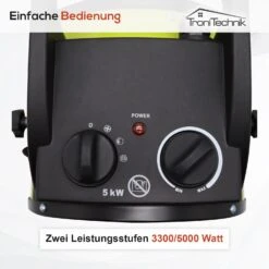 Tronitechnik TT-KH-505 Keramikheizer Heizlüfter Heizung 5.000 Watt, Tragegriff, PTC Keramik, Stufenlose Thermosteuerung -Black & Decker 8600355400 4035 prod 005