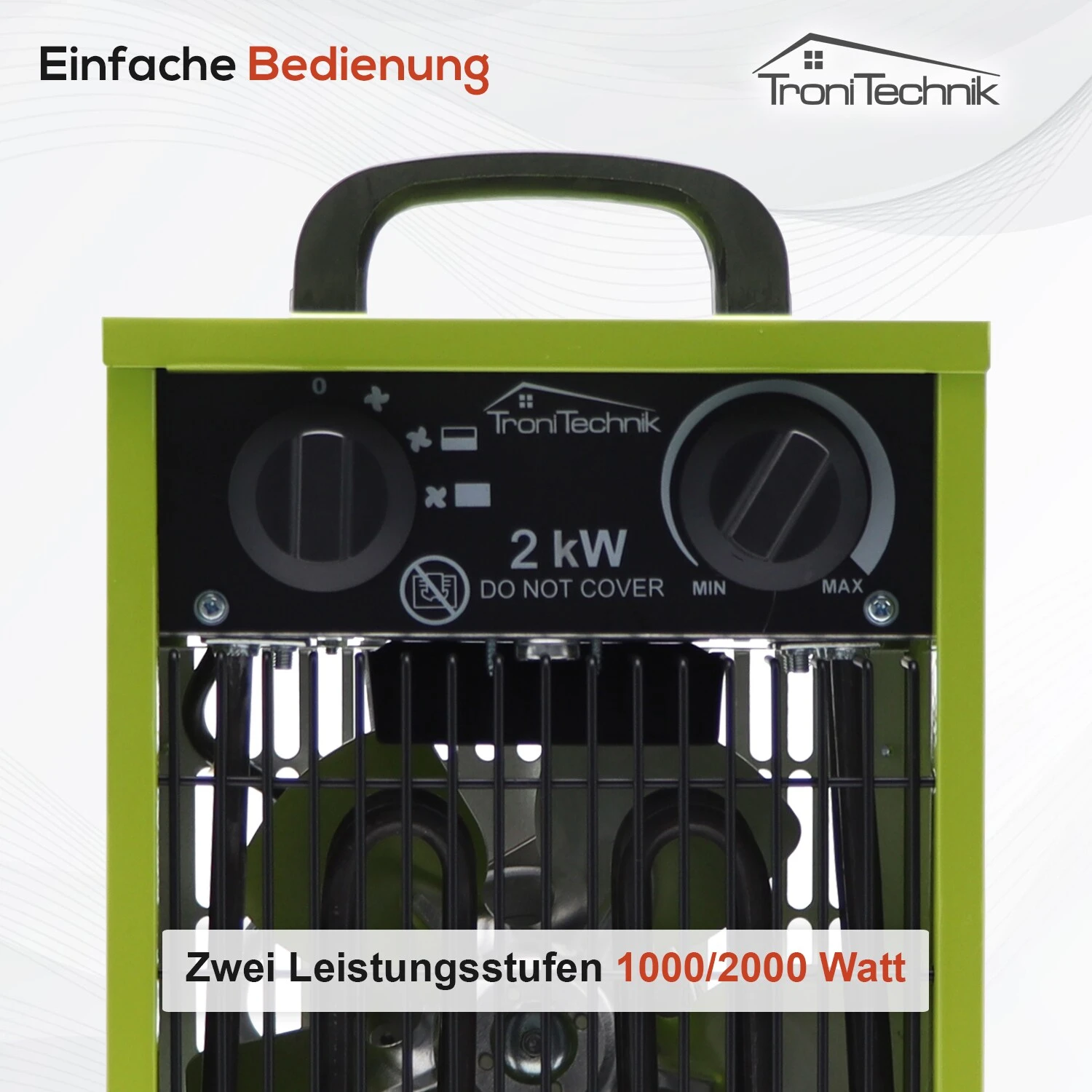Tronitechnik TT-EIH-152 Heizgerät Heizlüfter Heizung 2.000 Watt, Tragegriff, Stahl, Stufenlose Thermosteuerung 4 Tronitechnik TT-EIH-152 Heizgerät Heizlüfter Heizung 2.000 Watt, Tragegriff, Stahl, Stufenlose Thermosteuerung – Bild 4