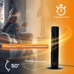 Tronitechnik PTC Turmheizer Keramikheizer Elektrokamin Mit Heizung Und Kaminfeuer 2000 Watt Heizlüfter -Black & Decker 8600355400 4039 prod 006