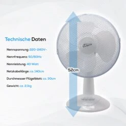 TroniTechnik Tischventilator Ventilator Lüfter TV02 40W, Inkl. Oszillation -Black & Decker 8600355400 4101 prod 006