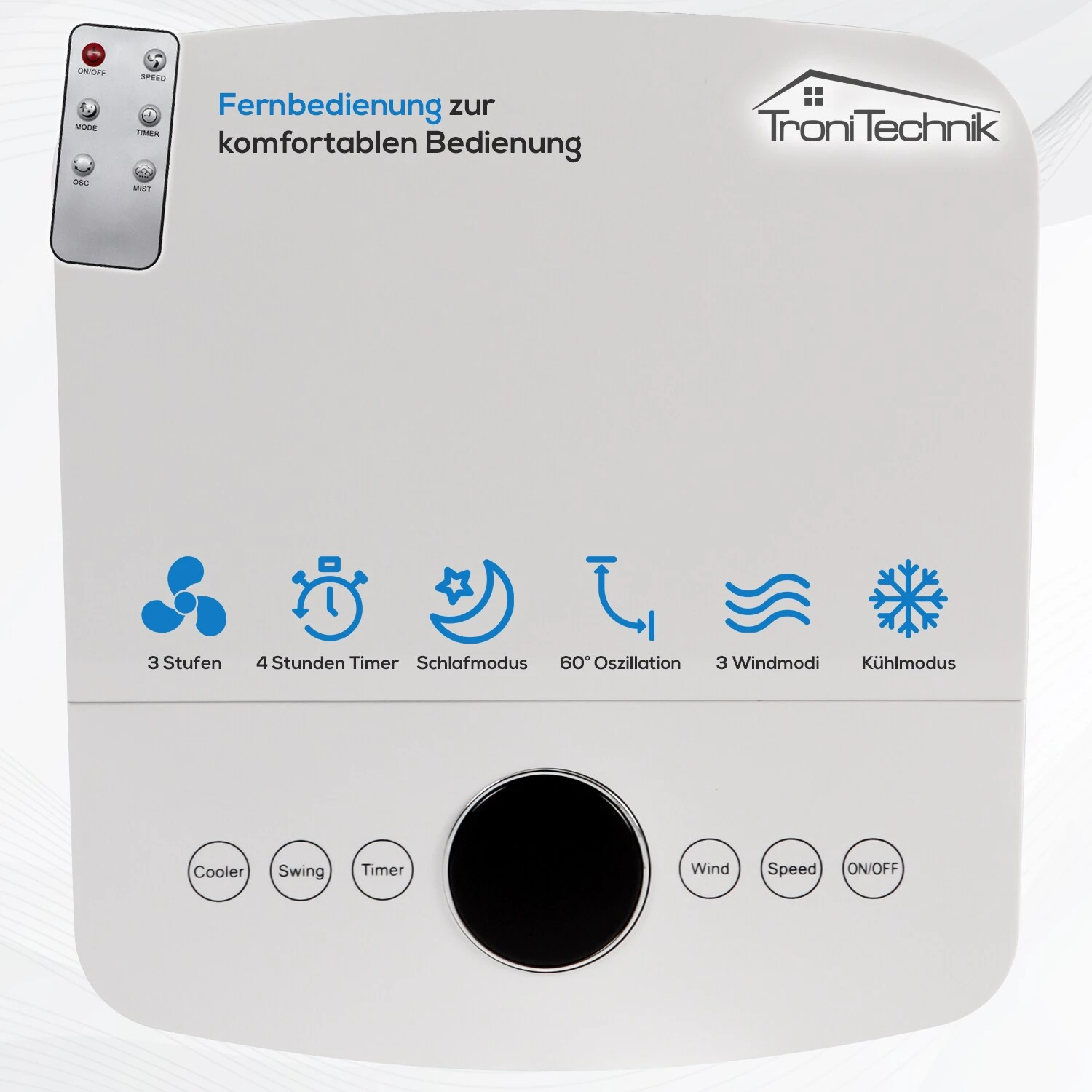 TroniTechnik Mobiles Klimagerät 3in1 Klimaanlage Luftkühler LK04 Ventilator, Inkl. Fernbedienung Und Filter 4 TroniTechnik Mobiles Klimagerät 3in1 Klimaanlage Luftkühler LK04 Ventilator, Inkl. Fernbedienung Und Filter – Bild 4