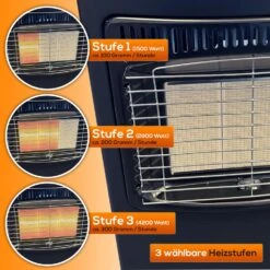 TroniTechnik Gasheizer Gasheizofen Heizstrahler 4,2 KW Gas Heizung Inkl. Gasdruckregler & Gasschlauch 3 Heizstufen 4200W -Black & Decker 8600355400 4602 prod 006