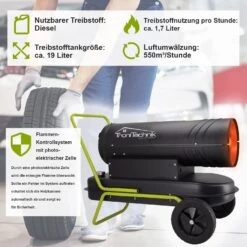 TroniTechnik TT-HK-242 Heizkanone Dieselkanone Heizlüfter 20kW Mit Handgriff, Rohrrahmen Und Rädern -Black & Decker 8600355400 4674 prod 004