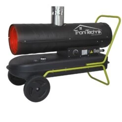 TroniTechnik TT-HK-245 Heizkanone Dieselkanone Heizlüfter 30kW Mit Handgriff, Rohrrahmen, Rädern Und Abluftauslass