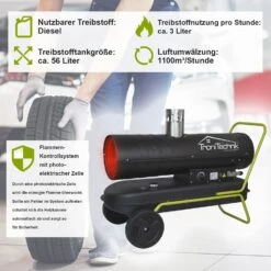 TroniTechnik TT-HK-245 Heizkanone Dieselkanone Heizlüfter 30kW Mit Handgriff, Rohrrahmen, Rädern Und Abluftauslass -Black & Decker 8600355400 4676 prod 004