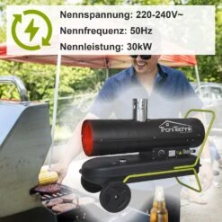 TroniTechnik TT-HK-245 Heizkanone Dieselkanone Heizlüfter 30kW Mit Handgriff, Rohrrahmen, Rädern Und Abluftauslass -Black & Decker 8600355400 4676 prod 005