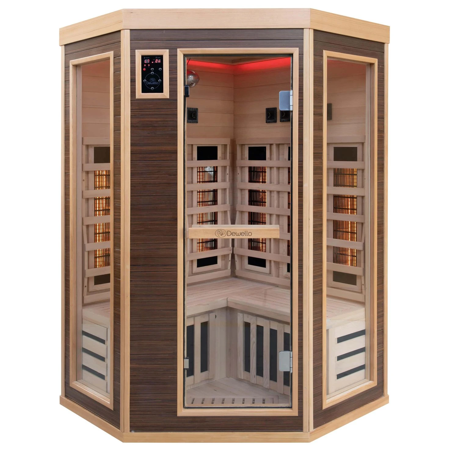 Dewello Infrarotkabine Infrarotsauna MONTREAL 120cm X 120cm Inkl. Vollspektrumstrahler, Bodenstrahler 3 Dewello Infrarotkabine Infrarotsauna MONTREAL 120cm X 120cm Inkl. Vollspektrumstrahler, Bodenstrahler – Bild 3