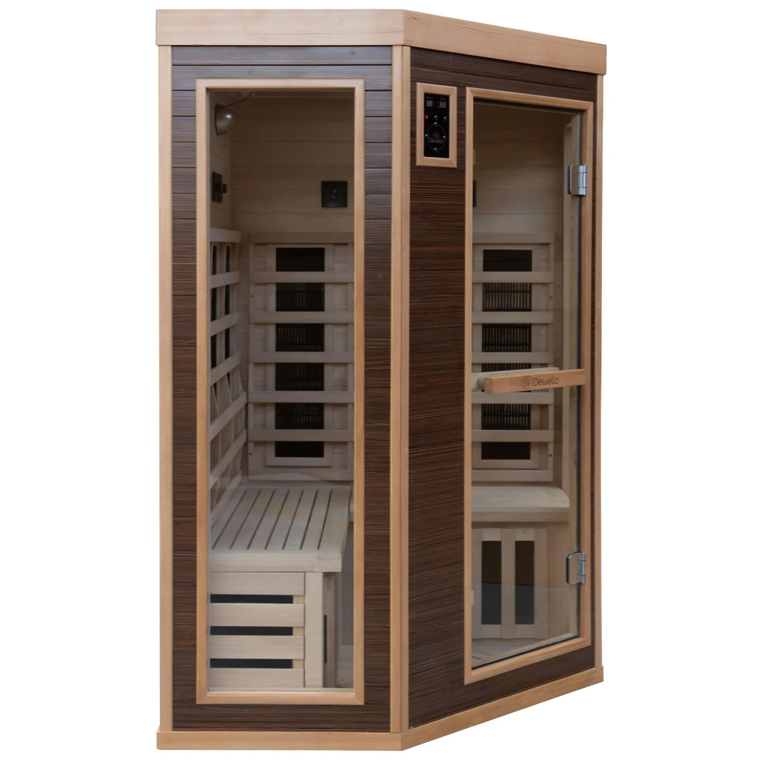 Dewello Infrarotkabine Infrarotsauna MONTREAL 120cm X 120cm Inkl. Vollspektrumstrahler, Bodenstrahler 4 Dewello Infrarotkabine Infrarotsauna MONTREAL 120cm X 120cm Inkl. Vollspektrumstrahler, Bodenstrahler – Bild 4