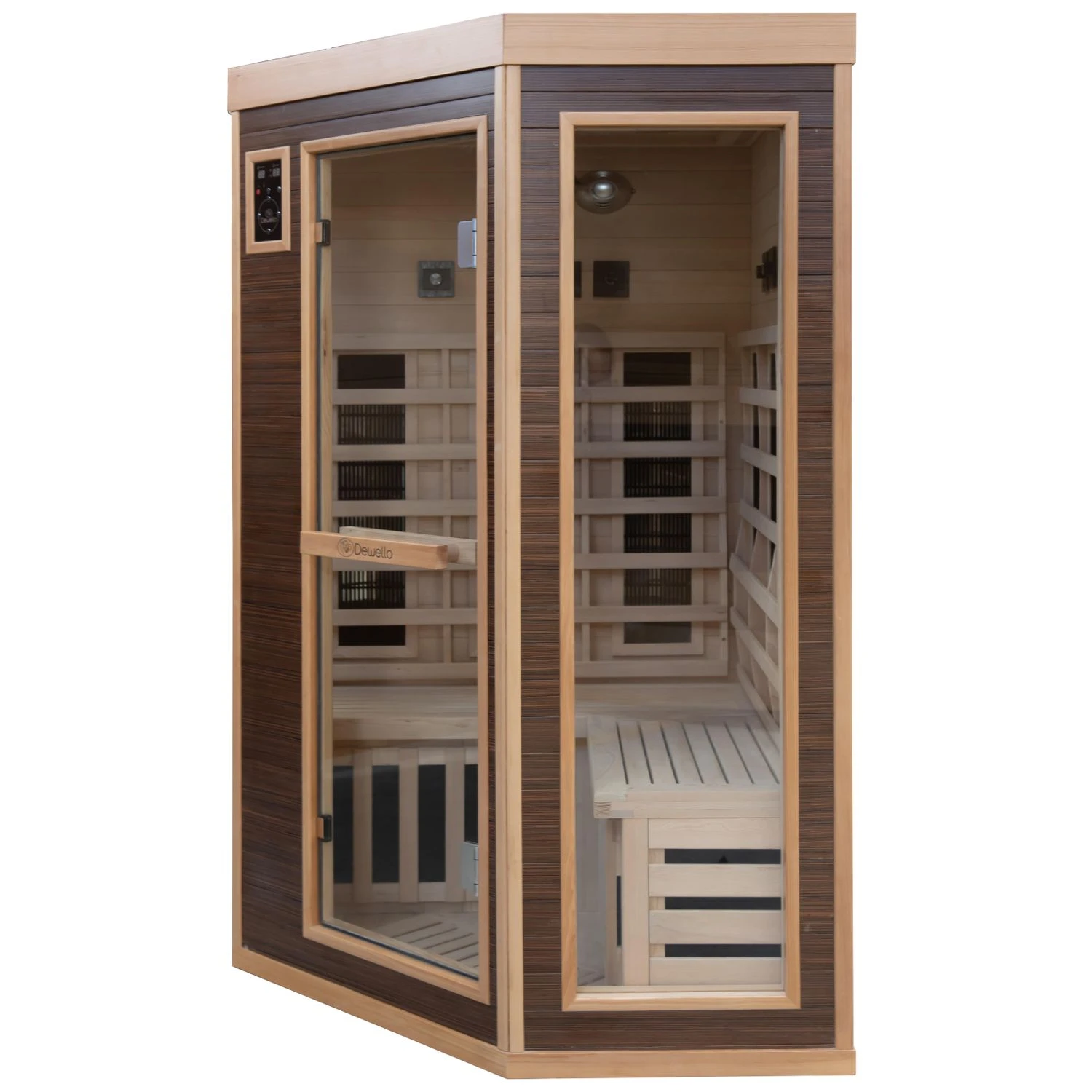 Dewello Infrarotkabine Infrarotsauna MONTREAL 120cm X 120cm Inkl. Vollspektrumstrahler, Bodenstrahler 5 Dewello Infrarotkabine Infrarotsauna MONTREAL 120cm X 120cm Inkl. Vollspektrumstrahler, Bodenstrahler – Bild 5