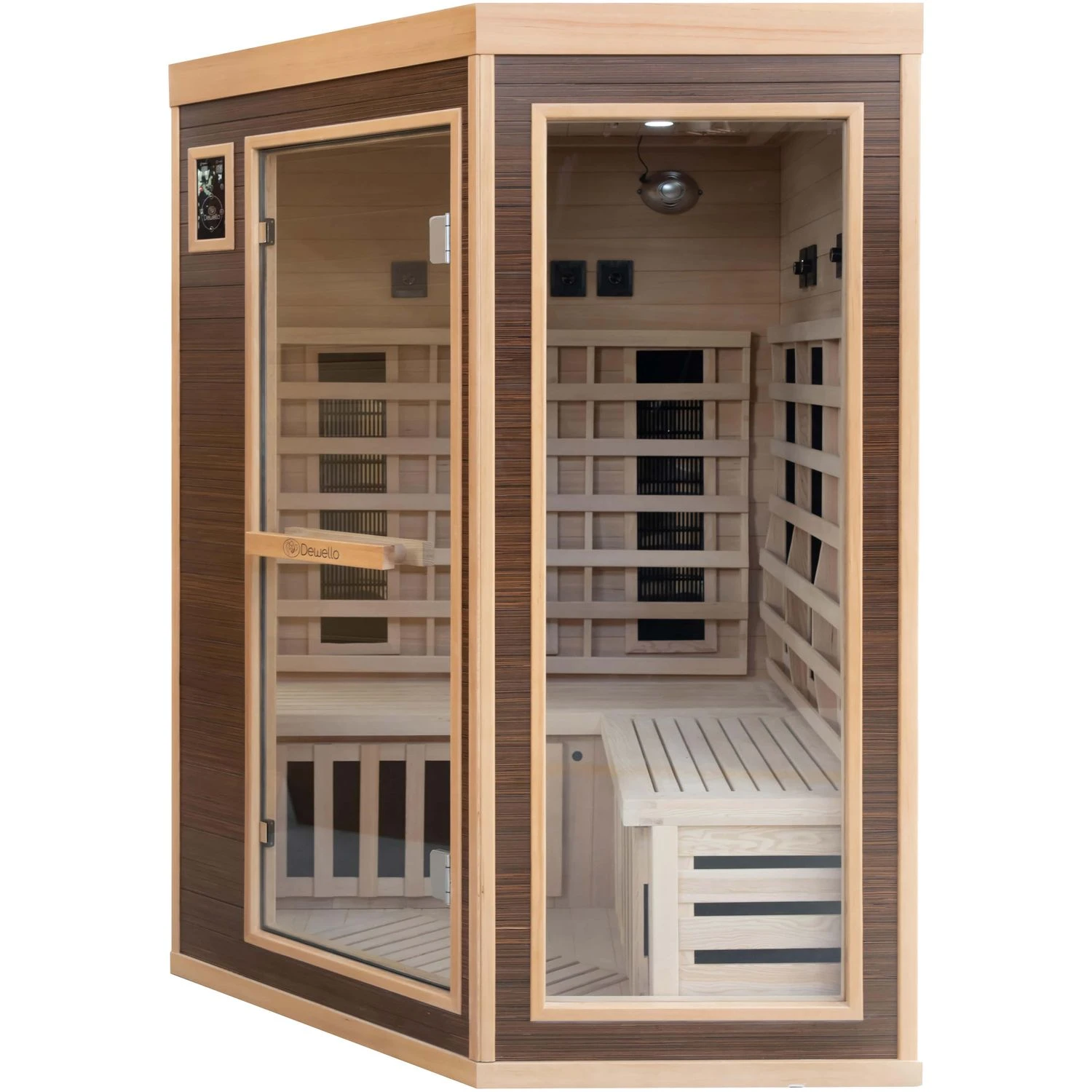 Dewello Infrarotkabine Infrarotsauna MONTREAL 140cm X 140cm Inkl. Vollspektrumstrahler, Bodenstrahler 4 Dewello Infrarotkabine Infrarotsauna MONTREAL 140cm X 140cm Inkl. Vollspektrumstrahler, Bodenstrahler – Bild 4
