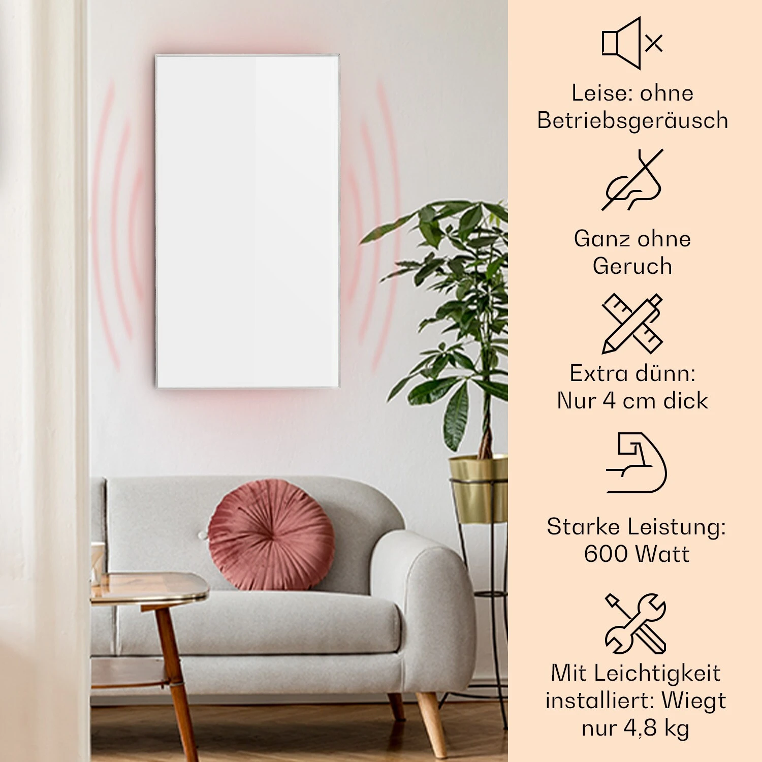 Wonderwall 72 Infrarotheizung 60x120cm 720W Wochentimer IP24 2 Wonderwall 72 Infrarotheizung 60x120cm 720W Wochentimer IP24 – Bild 2