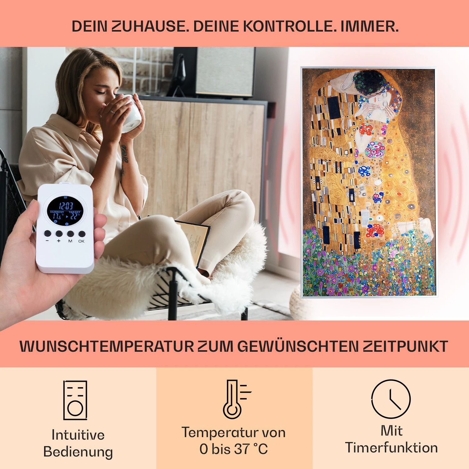 Wonderwall Air Art Strand Infrarotheizung 101x60cm 600W Wandinstallation Fernbedienung 3 Wonderwall Air Art Strand Infrarotheizung 101x60cm 600W Wandinstallation Fernbedienung – Bild 3