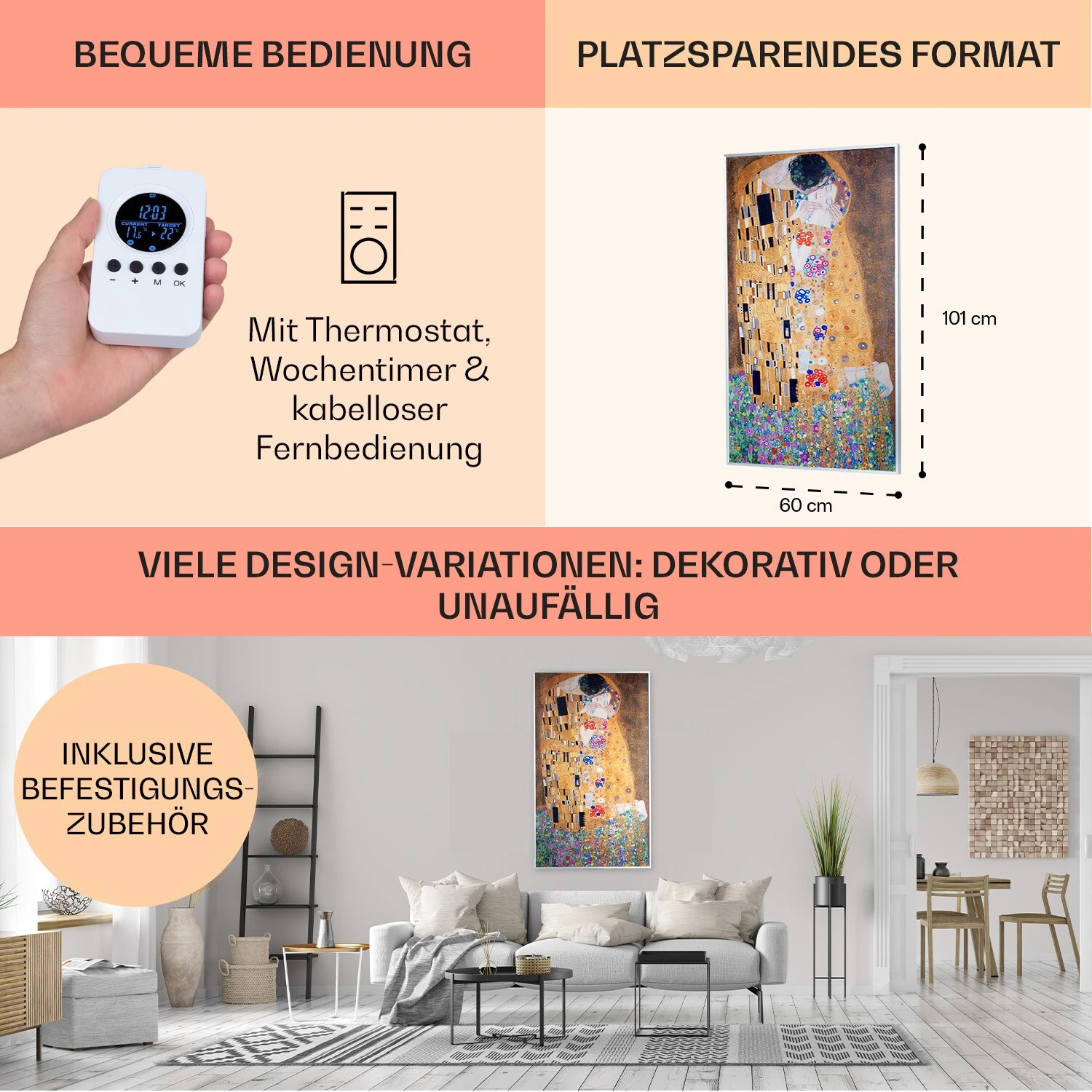 Wonderwall Air Art Strand Infrarotheizung 101x60cm 600W Wandinstallation Fernbedienung 6 Wonderwall Air Art Strand Infrarotheizung 101x60cm 600W Wandinstallation Fernbedienung – Bild 6