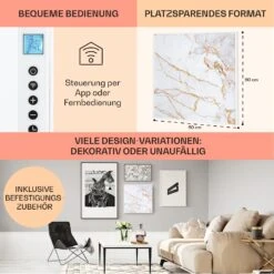 Wonderwall Air Art Smart Infrarotheizung 60x60cm 350W Wandinstallation App-Steuerung Marmor I -Black & Decker 8600359300 12791 prod 006