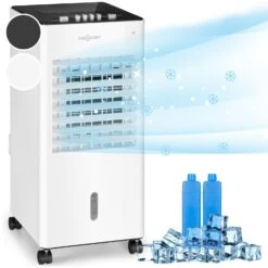 Freshboxx 3-in-1 Luftkühler Ventilator Luftbefeuchter | 65 W | 360 M³/h | 3 Windstärken | 6 Liter | 2 Kühlakkus | Oszillation | Mobil