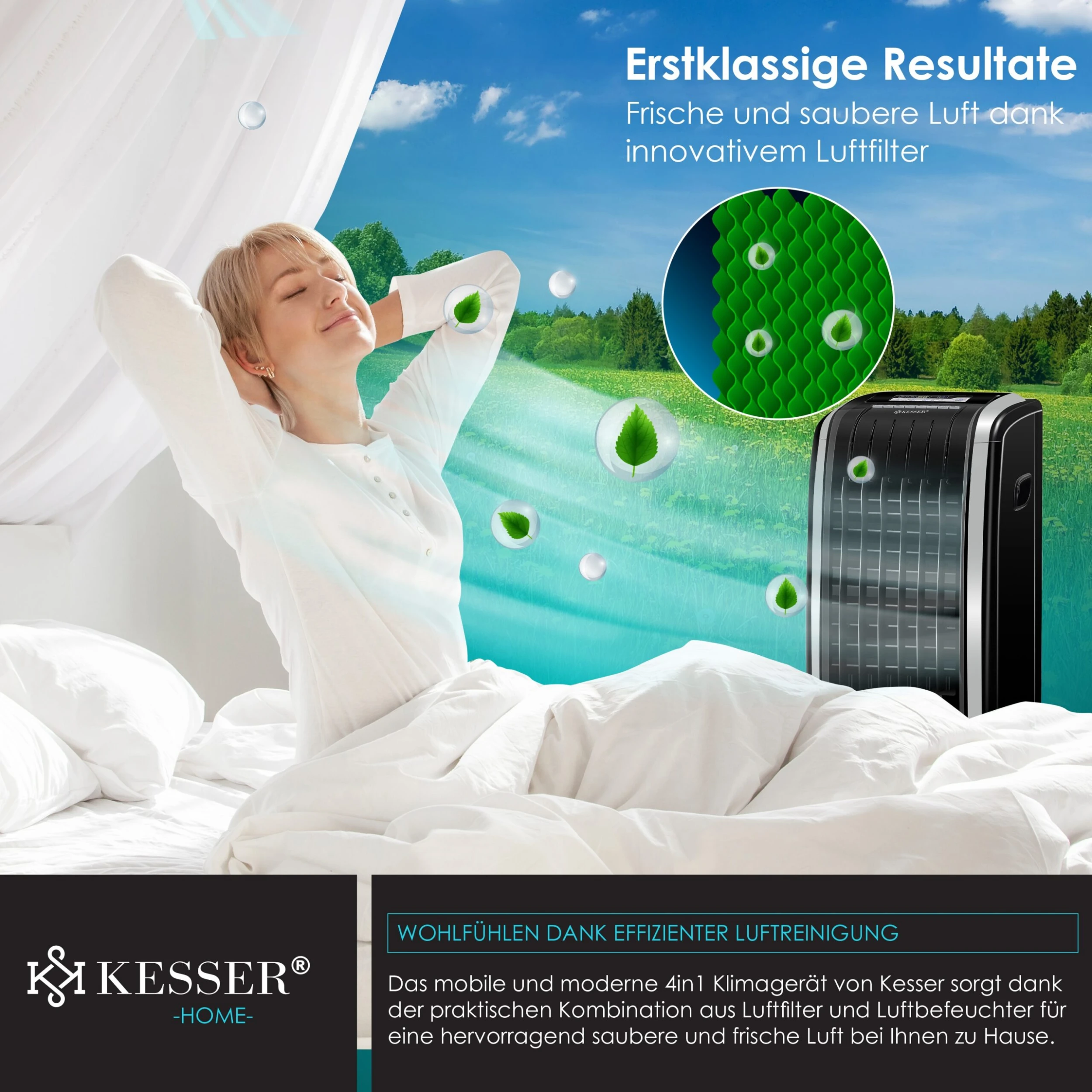 KESSER® 4in1 Mobile Klimaanlage | Fernbedienung | Klimagerät | Ventilator Klimaanlage | 7 L Tank | Timer | 3 Stufen | Ionisator Luftbefeuchter | Luftkühler | 3 KESSER® 4in1 Mobile Klimaanlage | Fernbedienung | Klimagerät | Ventilator Klimaanlage | 7 L Tank | Timer | 3 Stufen | Ionisator Luftbefeuchter | Luftkühler | – Bild 3