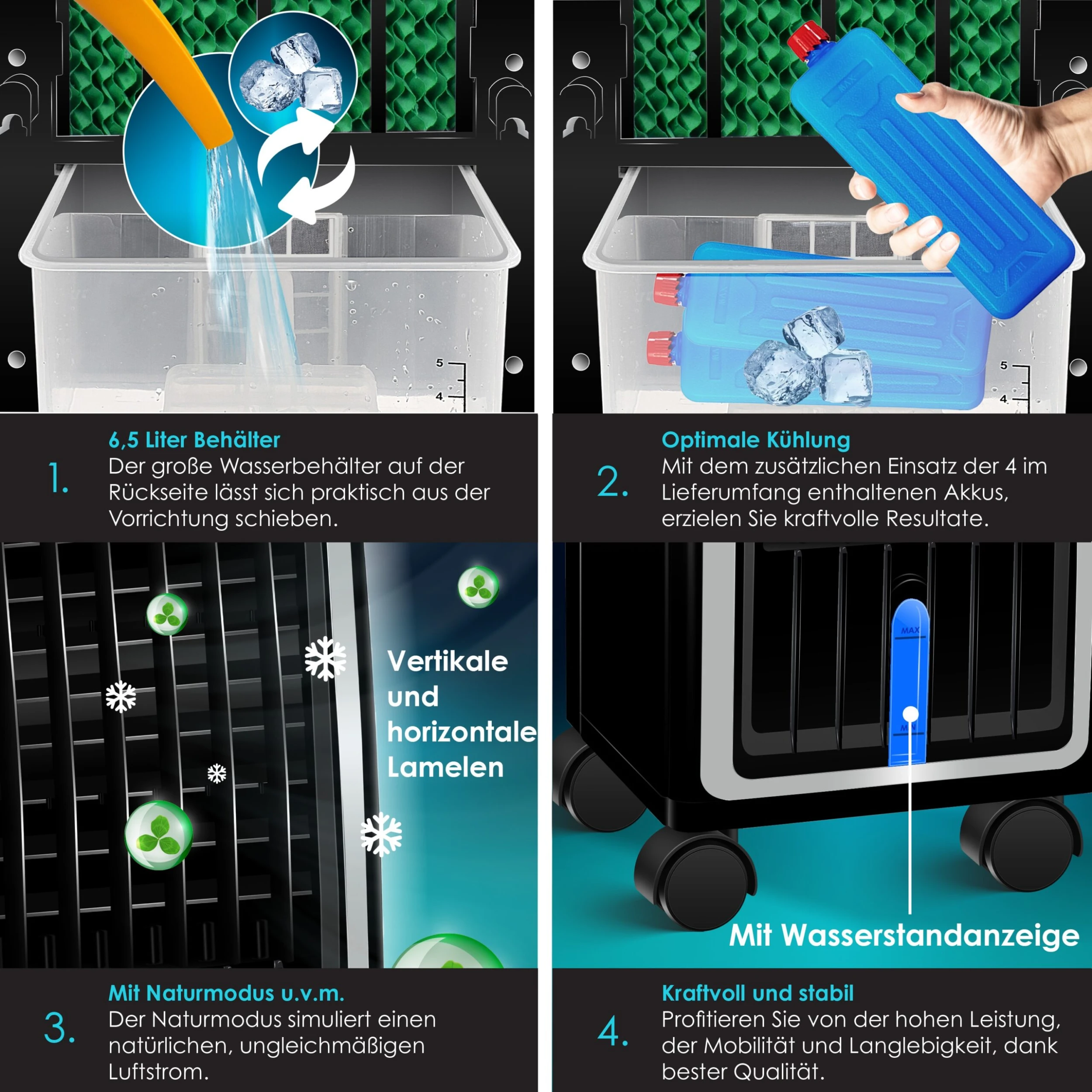 KESSER® 4in1 Mobile Klimaanlage | Fernbedienung | Klimagerät | Ventilator Klimaanlage | 7 L Tank | Timer | 3 Stufen | Ionisator Luftbefeuchter | Luftkühler | 5 KESSER® 4in1 Mobile Klimaanlage | Fernbedienung | Klimagerät | Ventilator Klimaanlage | 7 L Tank | Timer | 3 Stufen | Ionisator Luftbefeuchter | Luftkühler | – Bild 5