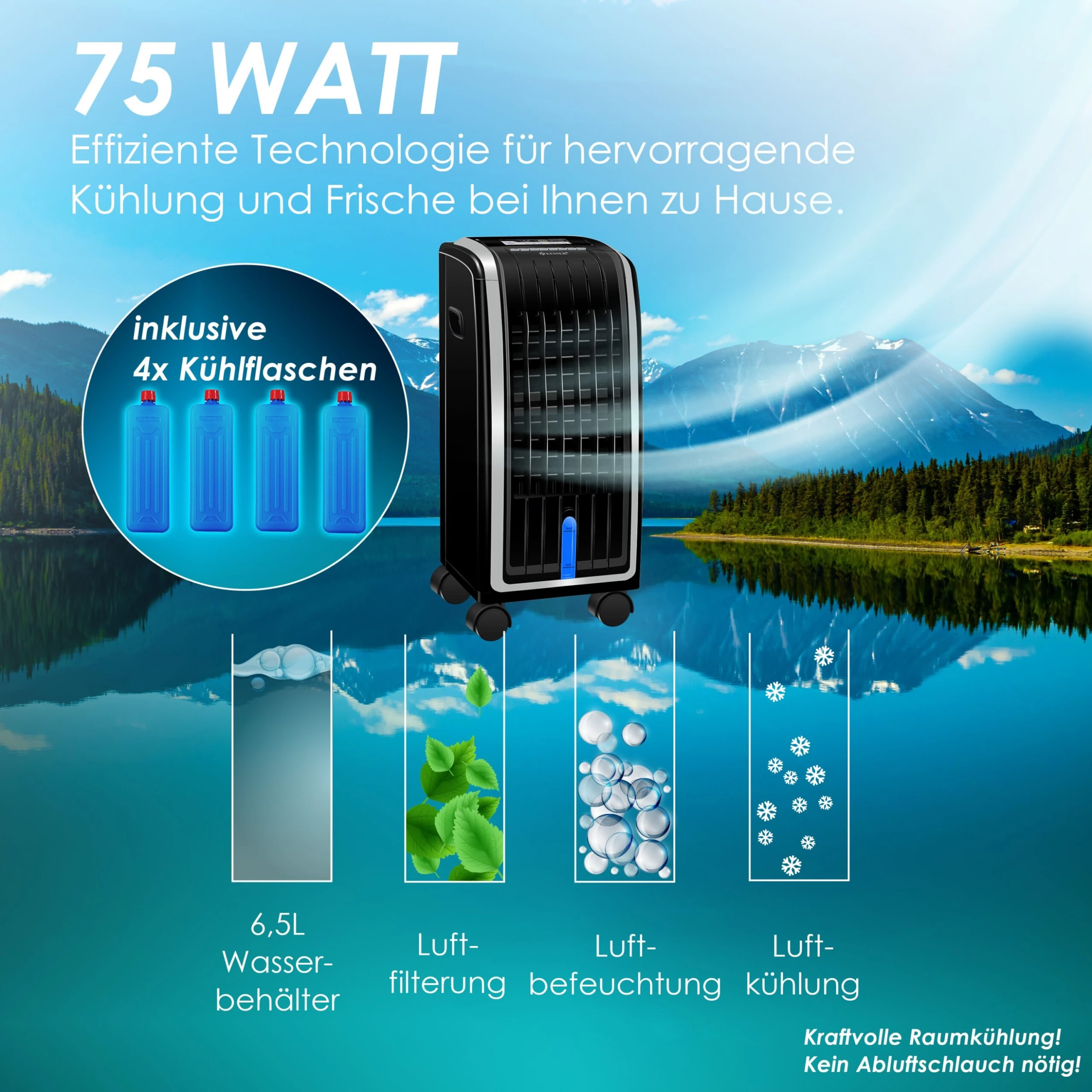 KESSER® 4in1 Mobile Klimaanlage | Fernbedienung | Klimagerät | Ventilator Klimaanlage | 7 L Tank | Timer | 3 Stufen | Ionisator Luftbefeuchter | Luftkühler | 6 KESSER® 4in1 Mobile Klimaanlage | Fernbedienung | Klimagerät | Ventilator Klimaanlage | 7 L Tank | Timer | 3 Stufen | Ionisator Luftbefeuchter | Luftkühler | – Bild 6