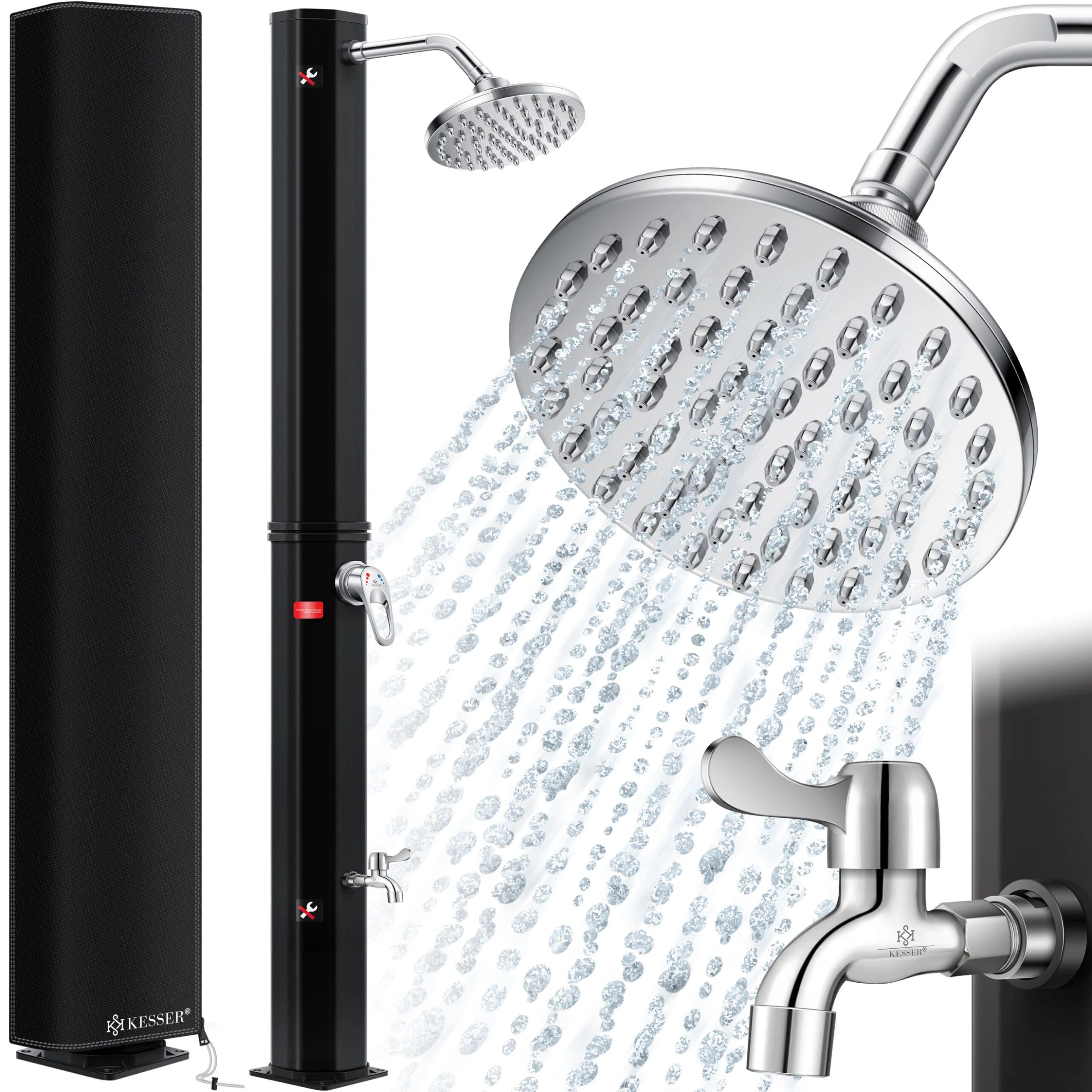KESSER® Solardusche 35 Liter Solar Gartendusche | Warmes Wasser | Max. 60°C | Ohne Stromanschluss | Pooldusche Camping| Regenduschkopf Und Wasserhahn | Gartenschlauch-Anschluss | 1 KESSER® Solardusche 35 Liter Solar Gartendusche | Warmes Wasser | Max. 60°C | Ohne Stromanschluss | Pooldusche Camping| Regenduschkopf Und Wasserhahn | Gartenschlauch-Anschluss |
