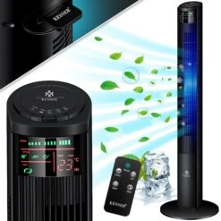 KESSER® Turmventilator Mit Fernbedienung | 120 Cm | Oszilation | 55W | LED-Display | Ventilator Mit 3 Geschwindigkeitsstufen + Timer Bis 12 Stunden + 3 Betriebsmodi + 90° Oszillierend Towerventilator