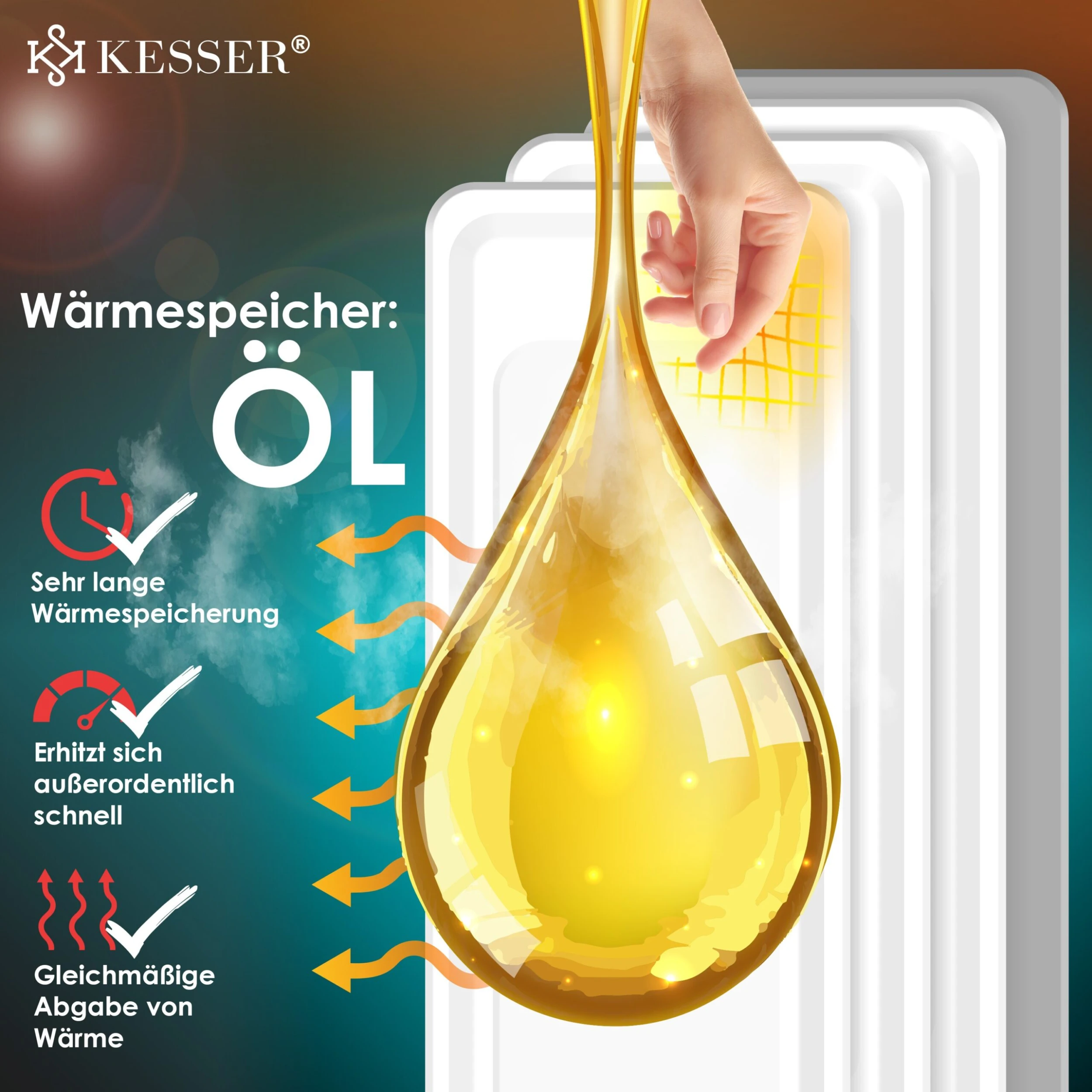 KESSER® Ölradiator - Elektrische Heizung 2500W Öl Radiator Elektroheizung Mobil Timer Lüfter Abschaltautomatik Stufenlose Temperaturregelung Überhitzungsschutz 6 KESSER® Ölradiator - Elektrische Heizung 2500W Öl Radiator Elektroheizung Mobil Timer Lüfter Abschaltautomatik Stufenlose Temperaturregelung Überhitzungsschutz – Bild 6