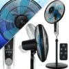 KESSER® - Standventilator Mit Fernbedienung Und Display Led - Timer Leise Oszillation 80 Grad - 60 Watt - Ventilator Höhenverstellbarer 115 - 134 Cm - Kopf 35 Grad Neigbar - 3 Geschwindigkeiten