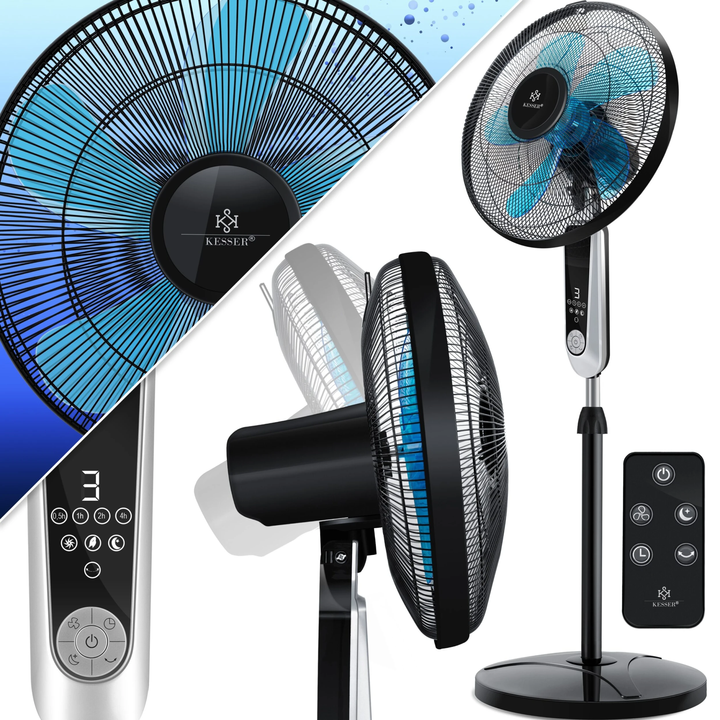 KESSER® - Standventilator Mit Fernbedienung Und Display Led - Timer Leise Oszillation 80 Grad - 60 Watt - Ventilator Höhenverstellbarer 115 - 134 Cm - Kopf 35 Grad Neigbar - 3 Geschwindigkeiten 1 KESSER® - Standventilator Mit Fernbedienung Und Display Led - Timer Leise Oszillation 80 Grad - 60 Watt - Ventilator Höhenverstellbarer 115 - 134 Cm - Kopf 35 Grad Neigbar - 3 Geschwindigkeiten